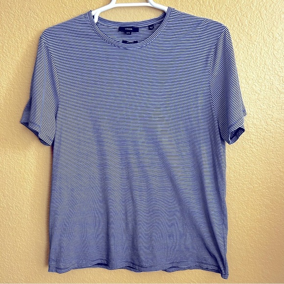 Vince Short Sleeve Striped Cotton Crewneck Tee - Picture 2 of 8